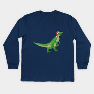 Santa "Claws" Raptor Kids Long Sleeve T-Shirt